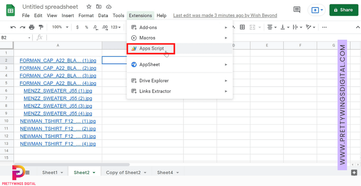 Extract URLs from Hyperlink Text in Google Sheet