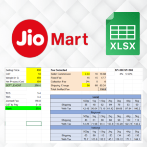 Jiomart Settlement Calculator Sheet (Instant Download)