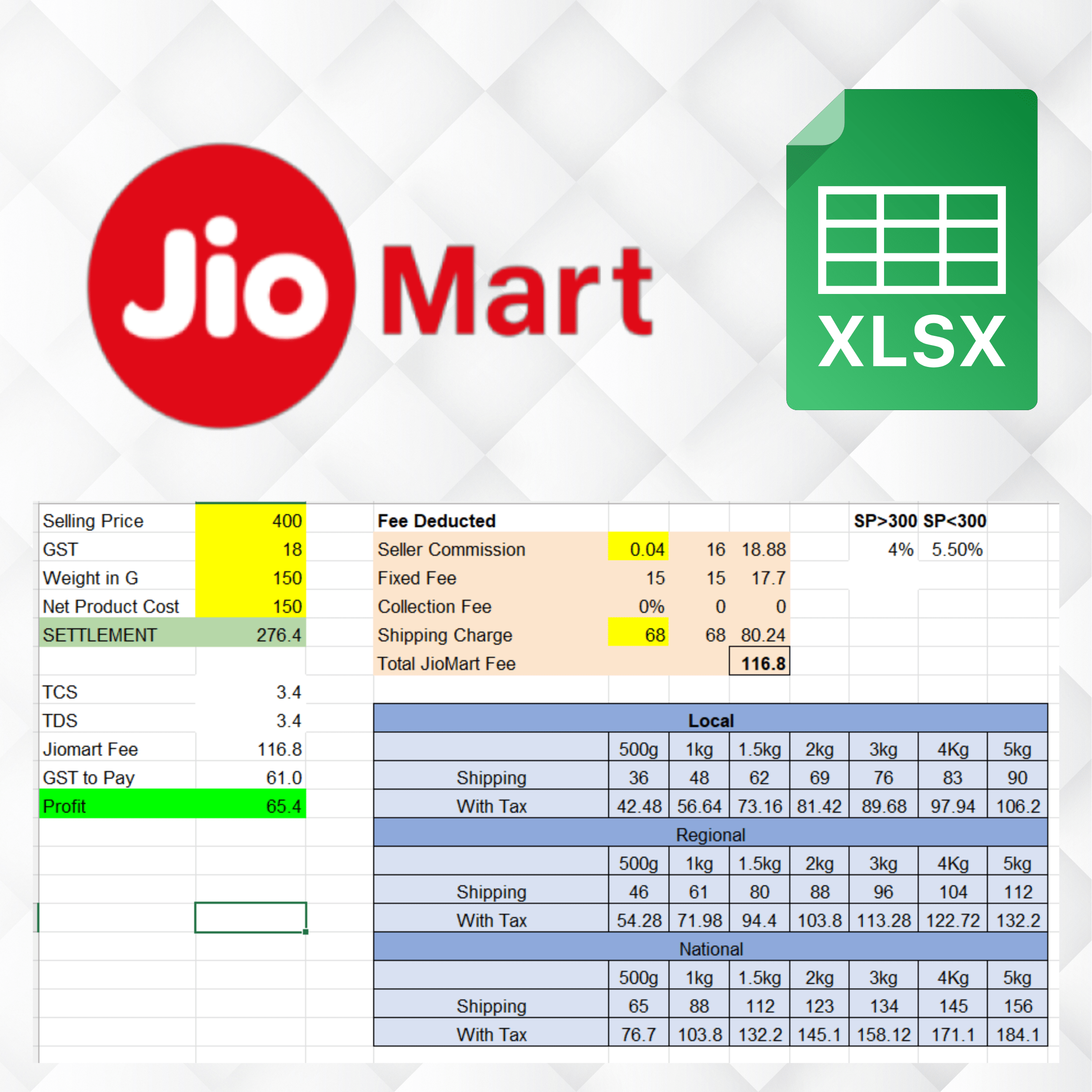 Jiomart Settlement Calculator Sheet